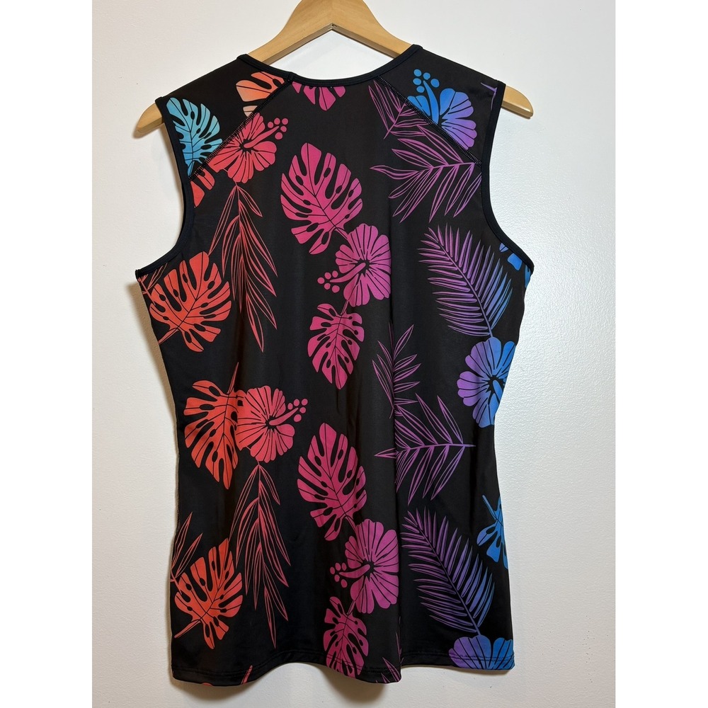 TomboyX Performance Tank L/XL Tropical Floral Athletic Muscle Top Gender Neutral - Picture 10 of 10
